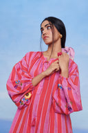 Amalfi Linen Puff Sleeves Dress