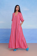 Amalfi Linen Half Sleeves Flared Jumpsuit