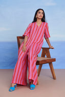Amalfi Linen Half Sleeves Flared Jumpsuit