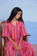 Amalfi Linen Half Sleeves Flared Jumpsuit