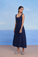 Neel Linen Denim Panelled Dress