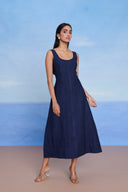 Neel Linen Denim Panelled Dress