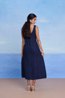 Neel Linen Denim Panelled Dress