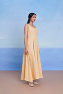 Butterscotch Linen Scoop Neck Dress