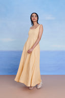 Butterscotch Linen Scoop Neck Dress