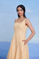 Butterscotch Linen Scoop Neck Dress