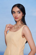 Butterscotch Linen Scoop Neck Dress