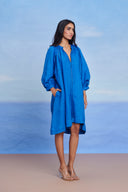 Santorini Linen Lace Panelled Dress