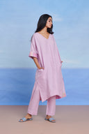 Lilac Linen Dolman Kurta Set