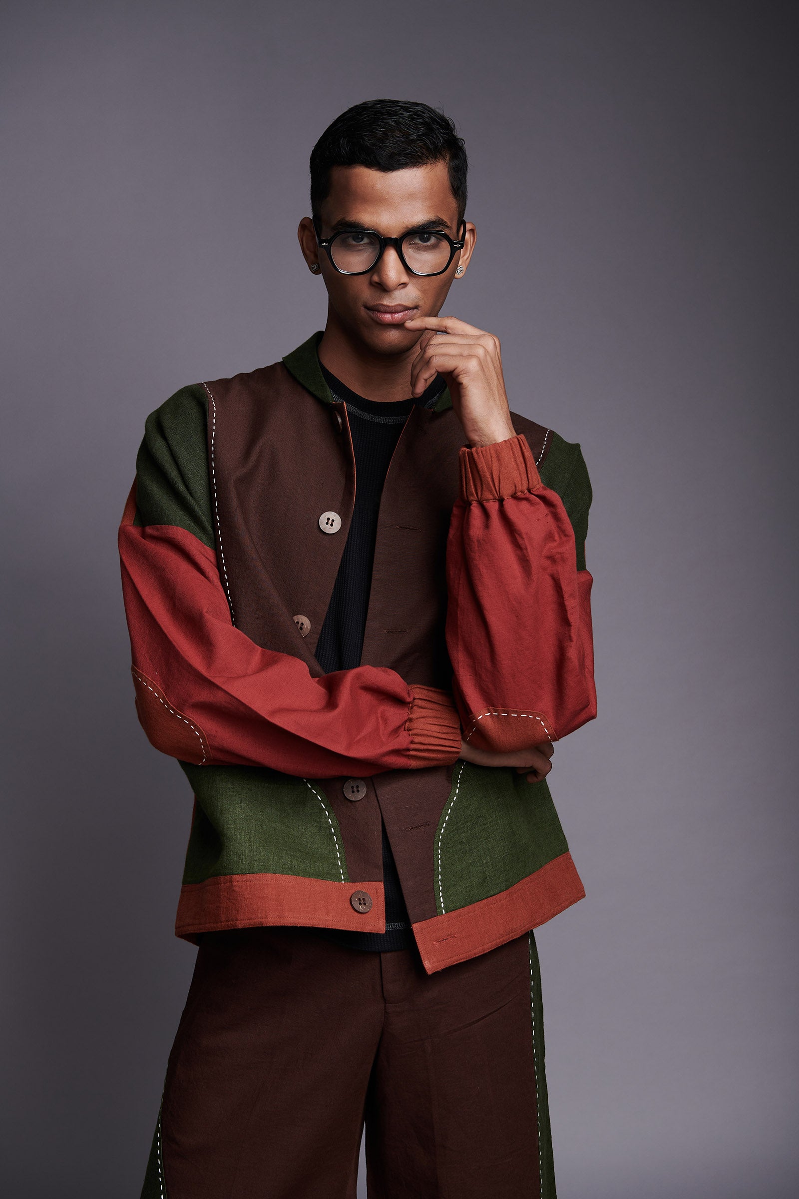 Co-Linen Kantha Men's Panelled Bomber Jacket – Saphed