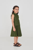 Kai Girls Band Collar Top And Gathered Skirt Set