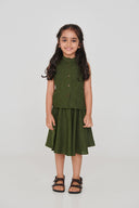 Safari Girls Band Collar Top And Gathered Skirt Set