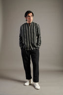Dhaari Linen Band Collar Shirt