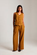 Olive Co-Linen Pleated Trousers