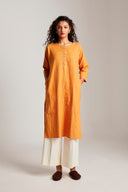 Mango Co-Linen Beaded Placket Kurta On Sale
