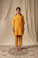 Jaisalmer Linen Panelled Kurta Set On Sale