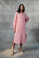 Candy Floss Linen Shirt Dress On Sale