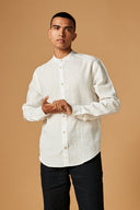 Taj Linen Band Collar Shirt On Sale
