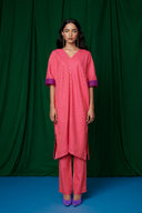Coral Linen Dolman Kurta On Sale