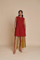 Anaar Leher Linen Sleeveless Kurta Set On Sale
