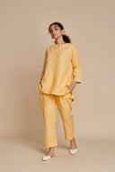 Butterscotch Linen Short Kurta On Sale