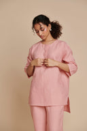 Candy Floss Linen Short Kurta On Sale