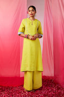 Keri Linen Panelled Kurta Set On Sale