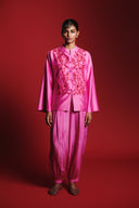 Gulabi Silk Embroidered Women's Mandarin Top Set