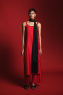 Scarlet Silk Embroidered Women's Slip Kurta