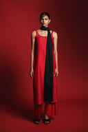 Scarlet Silk Embroidered Women's Slip Kurta