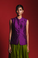 Jamun Silk Embroidered Women's Sleeveless Jacket