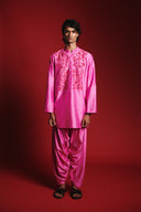 Gulabi Silk Embroidered Men's Band Collar Kurta Set