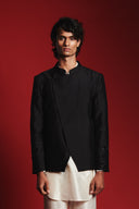 Charcoal Silk Embroidered Men's Bandhgala Jacket