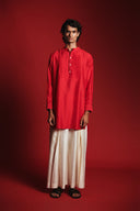 Scarlet Silk Men's Pleated Placket Kurta