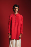 Scarlet Silk Men's Pleated Yoke Kurta