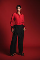 Charcoal Silk Women's Tie Waist Pants