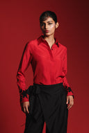 Scarlet Silk Embroidered Women's Wide Cuff Shirt
