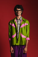 Fern Silk Embroidered Men's Applique Jacket