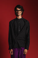 Charcoal Silk Men's Drape Shirt