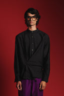 Charcoal Silk Men's Drape Shirt