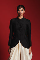 Charcoal Silk Women's Mandarin Jacket