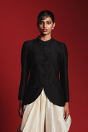 Charcoal Silk Women's Mandarin Jacket