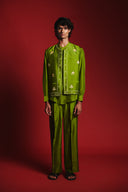 Fern Silk Embroidered Men's Collarless Nehru Jacket Set