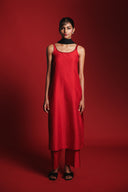 Scarlet Silk Embroidered Women's Slip Kurta