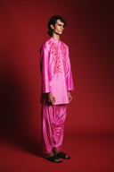Gulabi Silk Embroidered Men's Band Collar Kurta Set