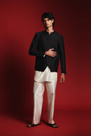 Charcoal Silk Embroidered Men's Bandhgala Jacket