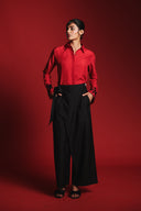 Scarlet Silk Embroidered Women's Wide Cuff Shirt