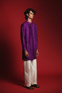 Jamun Silk Men's Pleated Placket Kurta Set