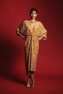 Wild Lilies Silk Women's Gathered Kaftan Dress