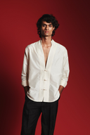 Pearl Silk Men's Shawl Collar Shirt